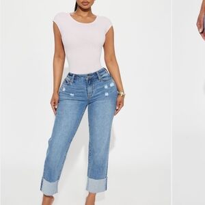 Fashion Nova Light Blue Distressed Capris